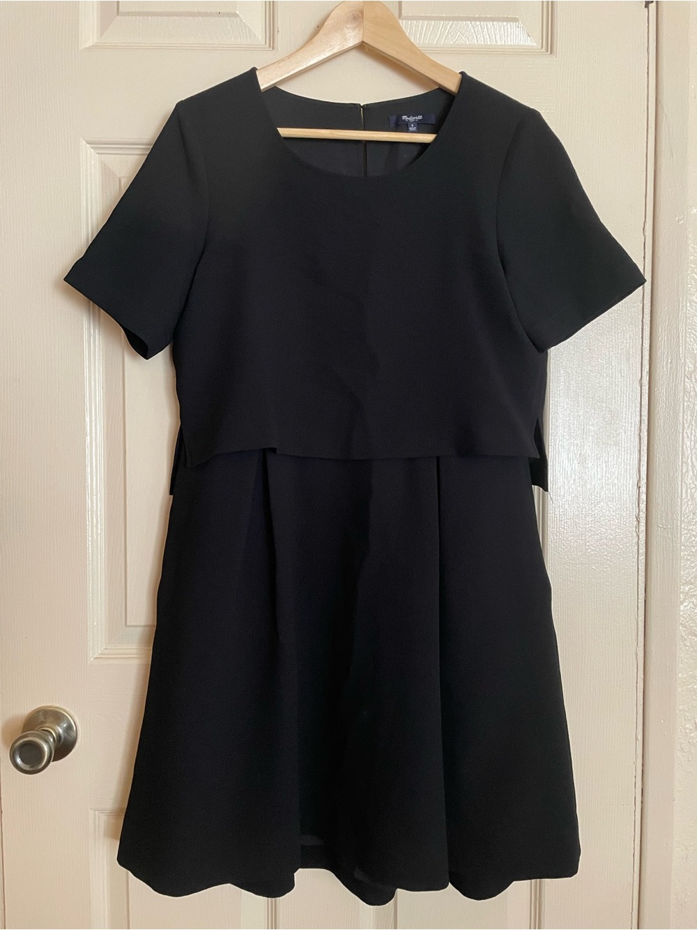 Madewell Black Short Sleeve Layered Fit-and-Flare Dress